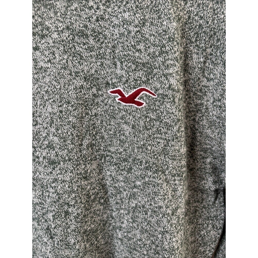 Hollister Men’s Small Green Heather Knit Crewneck Sweater Embroidered Logo - Picture 4 of 7